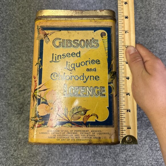 1900 Gibson's Linseed Liquorice & Chlorodyne Tin - Picture 3 of 7